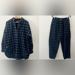 The Vermont Flannel Company Plaid Blue top & pants unisex size medium oversized